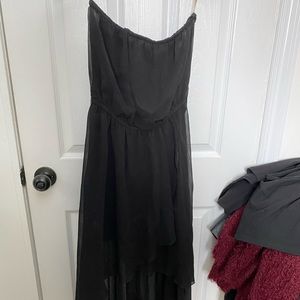Black strapless chiffon dress
